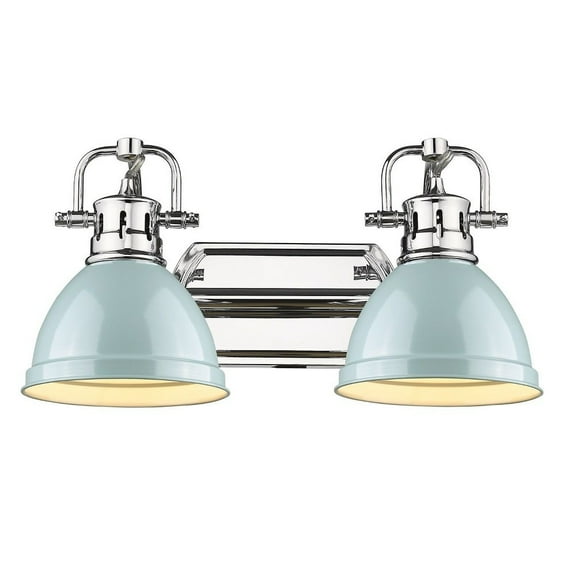 Yep by Golden Lighting Duncan 2-light Vanity in Chrome and Seafoam shade