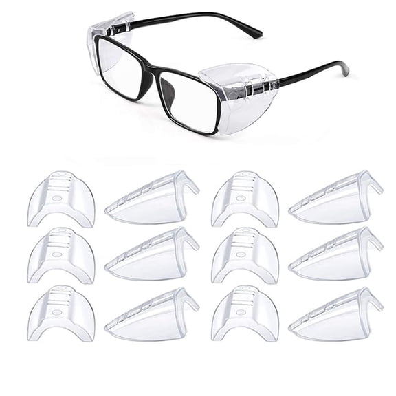 6 Pairs Safety Glasses Side Shields for Prescription Glasses, Slip on Clear Eye Glasses, Fits Small to Large Eyeglasses