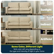 Serta Palisades 73 Track Arm Sofa, Easy Care Polyester, Loveseat or Couch for Small Spaces, Sand Beige