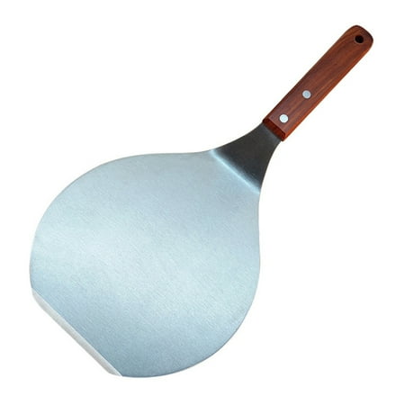 

NUOLUX 33.8x16.5cm Stainless Steel Pizza Transfer Shovel Round Cake Spatula Lifter Pizza Server Kitchen Tool with Wooden Handle for Daily Use