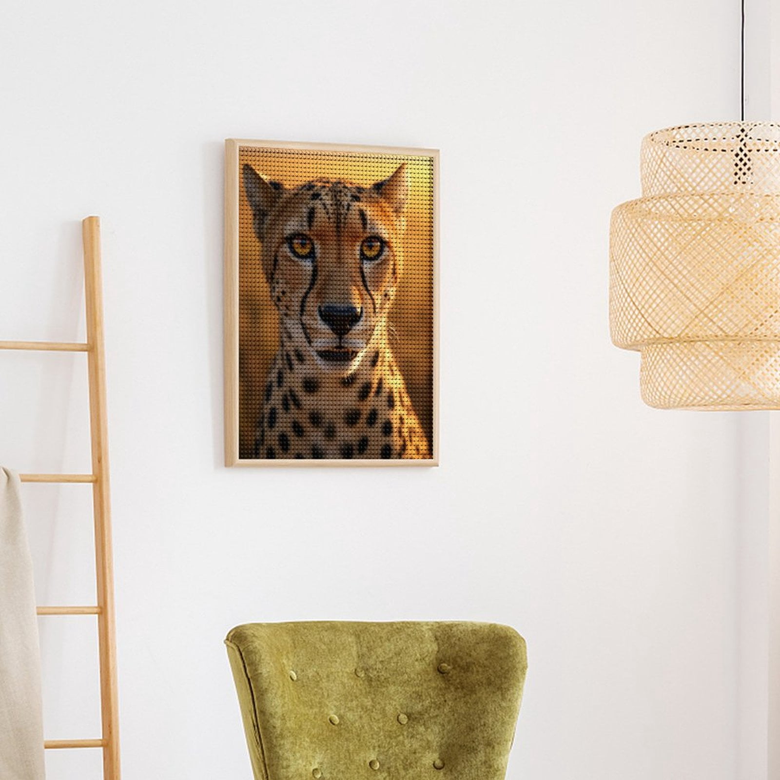 Diamond Art Kits for Adults, Cheetah Face Close Up Sunset 5D Diamond Painting Kits for Adults Beginners, DIY Full Drill Diamond Painting, Gem Art and Crafts 12x16
