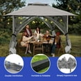 thumbnail image 4 of Uforic 13'x13' Pop Up Gazebo, Outdoor Double Roof Gazebo Tent with Netting Walls, Double Vented Roof Canopy, Beige, 4 of 7