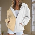 thumbnail image 2 of Timegard Zip up Hoodies for Women Long Sleeve Color Block Sweatshirts Fall Winter Loose Comfy Jacket, 2 of 5