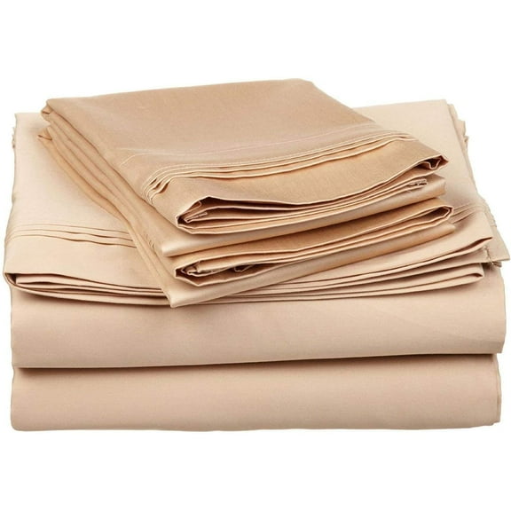 Alive Pixels Bed Skirt Beige Solid 100 Percent Pure Cotton Super Soft 1-Piece Bed Skirt with 9" Inches Bed Skirt 450TC