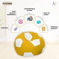 thumbnail image 5 of Ample Decor Soccer Leatherette Bean Bag Cover (Filler Not Included), Double Stitched, Ideal for Children and Teenagers - Yellow & White, 5 of 6