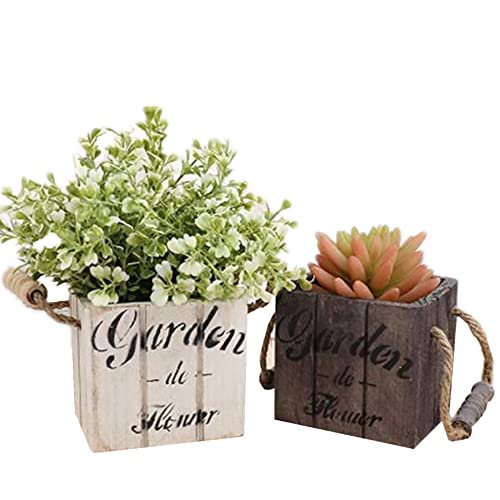 2 Pcs Vintage Wood Barrels Planters Round Wooden Bucket Planter Wooden Flower Pot Succulent Plant Container For Garden Home Decoration Walmart Com