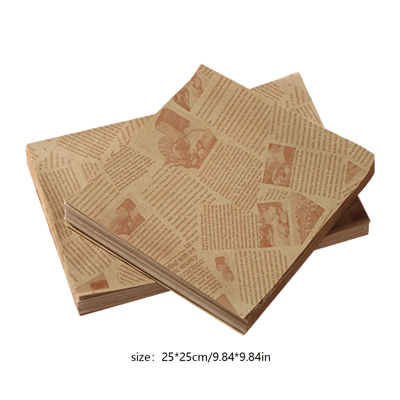 Papier D'emballage Alimentaire Anti-graisse - 100 Feuilles 22x22 Cm, Style Journal - Pour Burgers, Frites, Sandwichs, Pique-nique