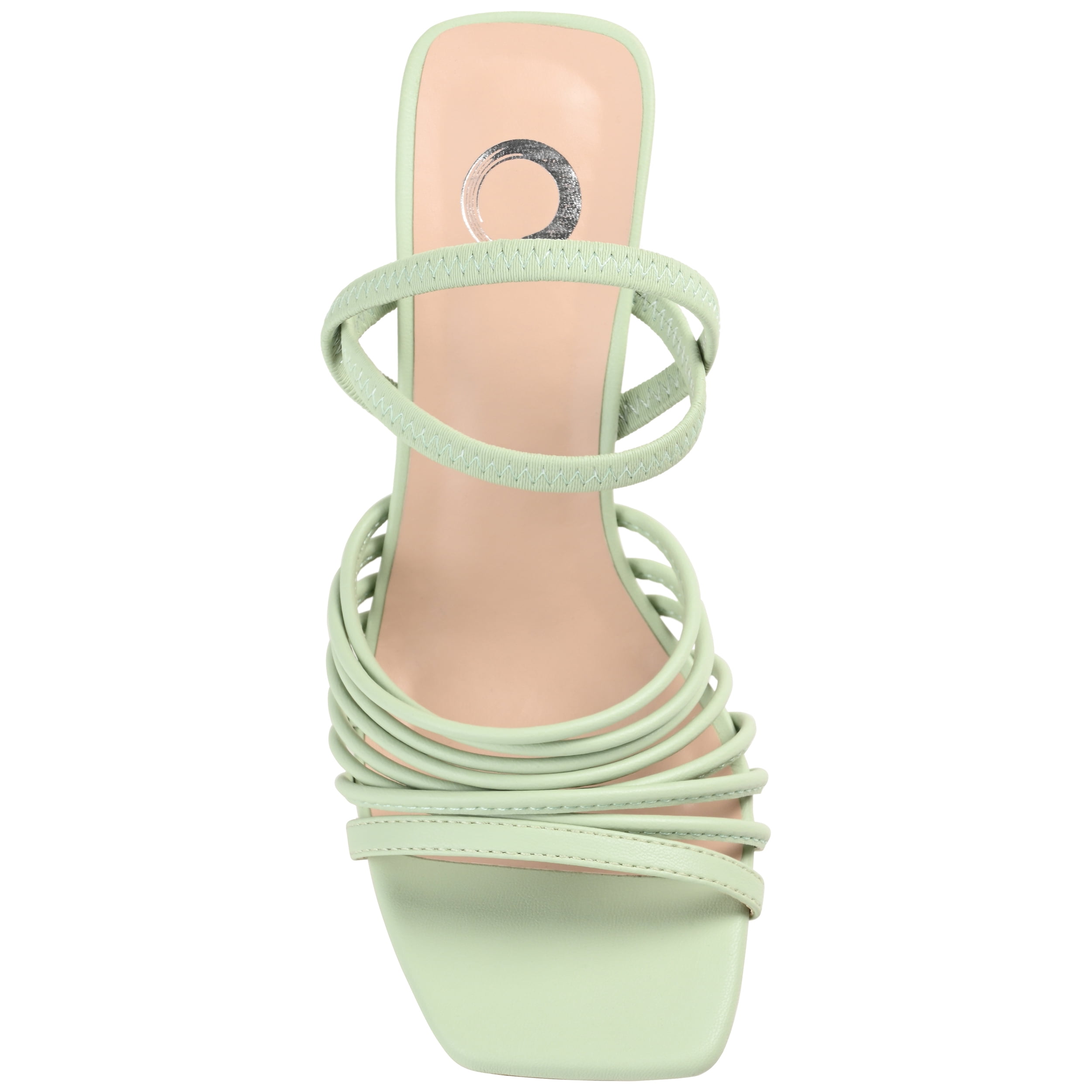 Journee Womens Hera Open Square Toe High Block Heel Sandals