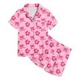 thumbnail image 4 of GDREDA Ensemble de Pyjama 2 Pcs pour Filles, Imprimé Graphique, Chemise à Manches Courtes et Short, Rose, 4-5 Ans, 4 of 5