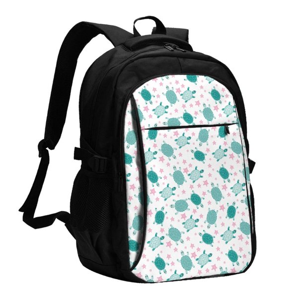 Balery Sea Turtle Mochila con carga USB para hombre y mujer - Mochila impermeable y antirrobo para laptop con puerto USB para viajes, trabajo