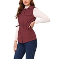 thumbnail image 4 of INSPIRE CHIC Women's Zip Up Vest Sleeveless Utility Anorak Outwear Cargo Jacket Drak Red M, 4 of 6