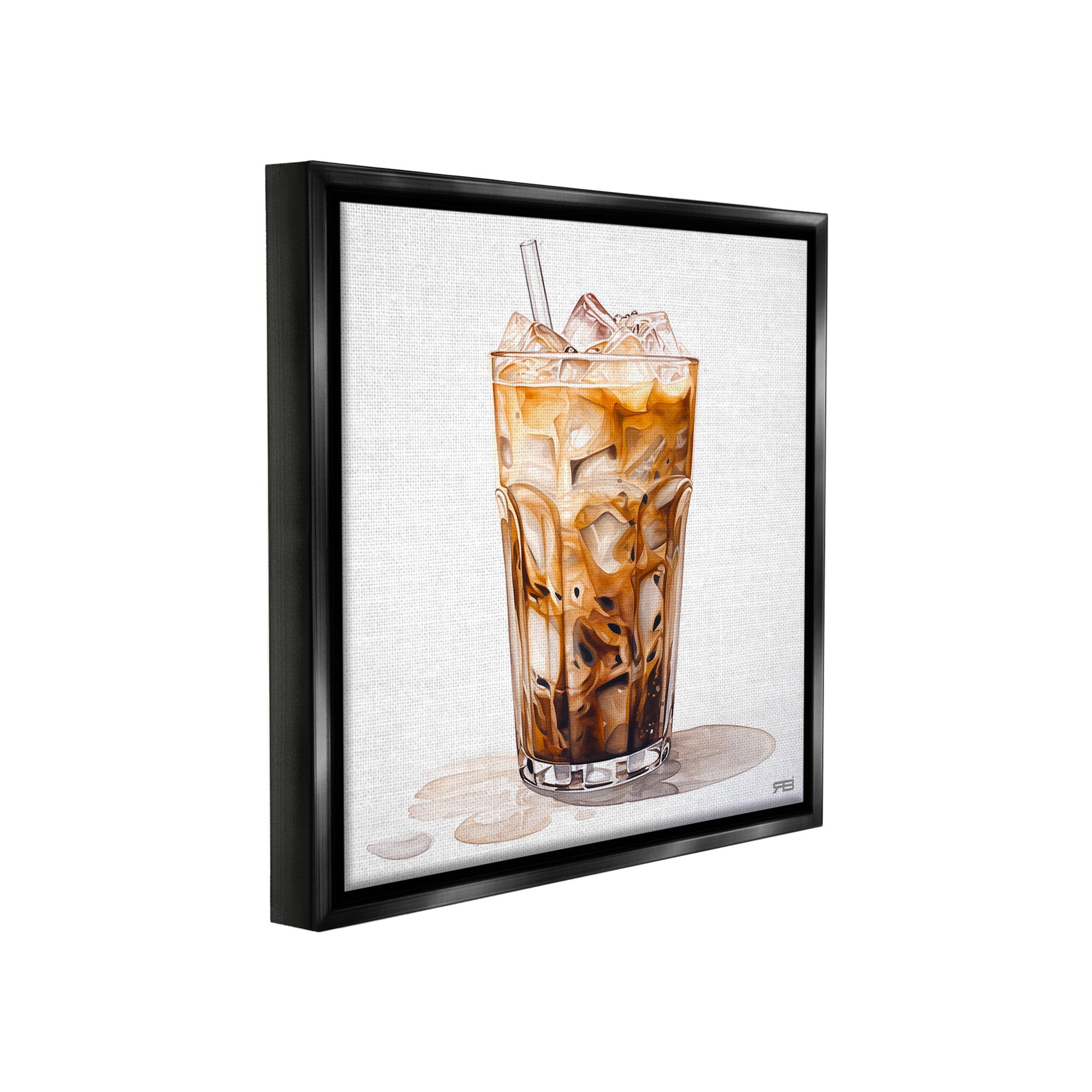 Stupell Industries Coffee with Swirled Milk Food & Beverage Painting Black Floater Framed Canvas Art Print Wall Art, 18 x 18