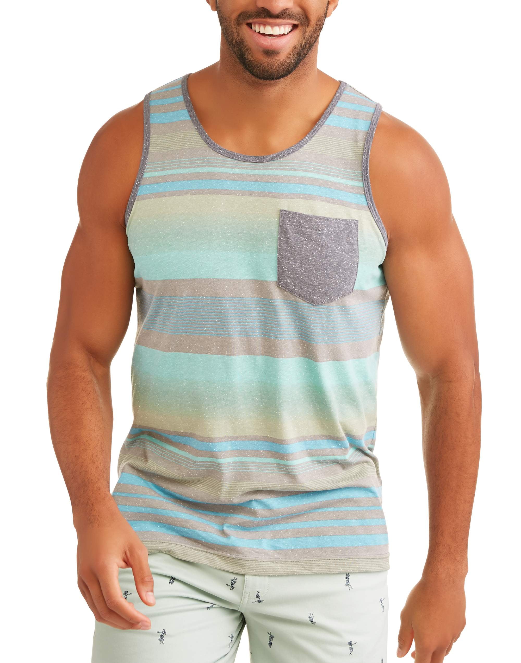 George George Big Men S Stripe Tank Top With Pocket Walmart Com