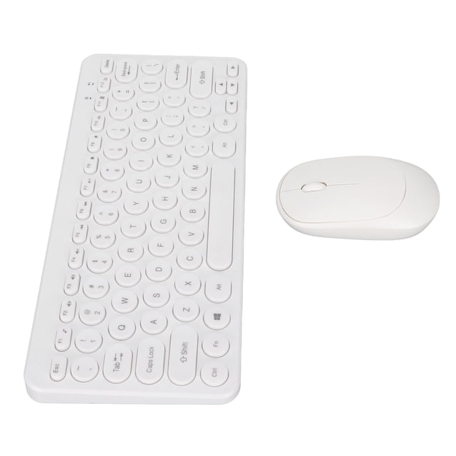 Combo de teclado y ratón inalámbrico de 2,4 G con teclas redondas, diseño ergonómico, receptor USB y ratón silencioso, color blanco