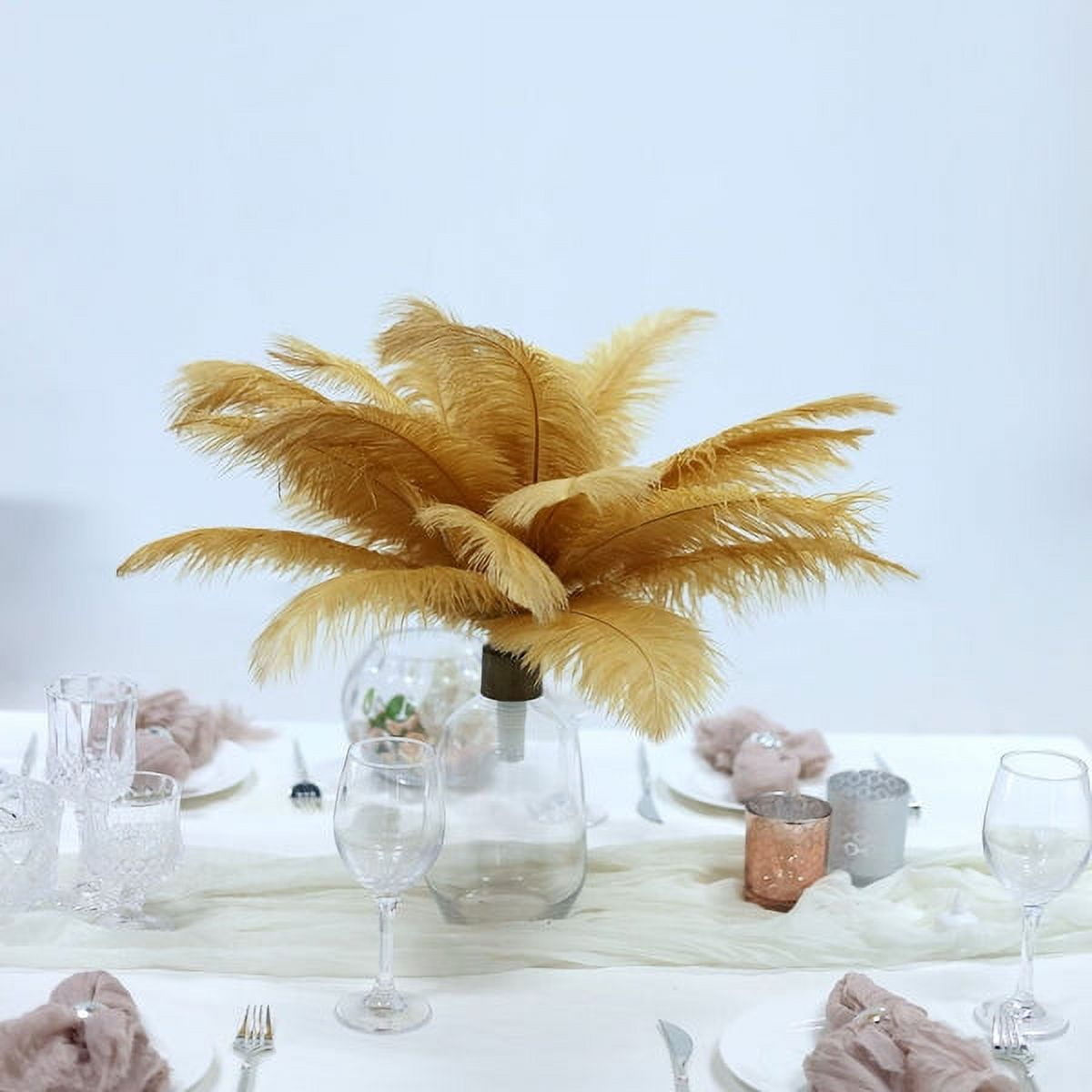 KOLIGHT®10pcs Ostrich Feather Gold 12-14 Natural Feathers Wedding,  Party,Home,Hairs Decoration