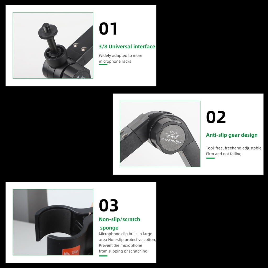 Jesscasday Multi Angle Rotating Mic Stand Feature Universal Compatibility Freely Rotate For Podcasting And Live Broadcast