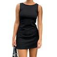 thumbnail image 2 of Women'S Summer A-Line Sleeveless Boat Neck Mini Dress Club Party Little Short Dresses, 2 of 8