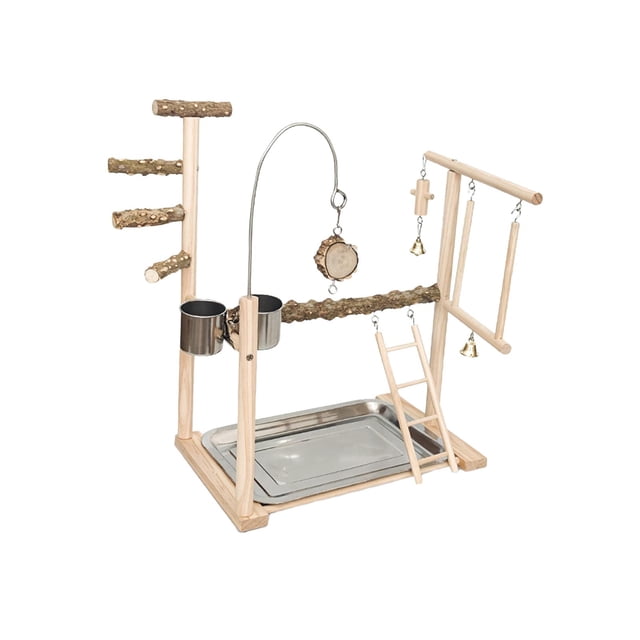 Bird Playstand Hanging Toys with Feeder Cups for Cockatoos Parakeets Conures