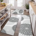thumbnail image 2 of Gray Floral and Petal Pattern Kitchen Rugs Sets Of 3,Kitchen Runner Rugs Non Skid Washable,Decorative Kitchen Floor Mats for Kitchen,Sink,Laundry,17"x30"+ 17"x47" + 17"x59", 2 of 6