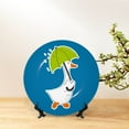 thumbnail image 6 of Wukai Goose Holding an Umbrella Print Decorative Plate for Display,Bone China Decorative Plate, Ceramic Dinner Plate with Stand, Vertical Ceramic Plate-6in, 6 of 6