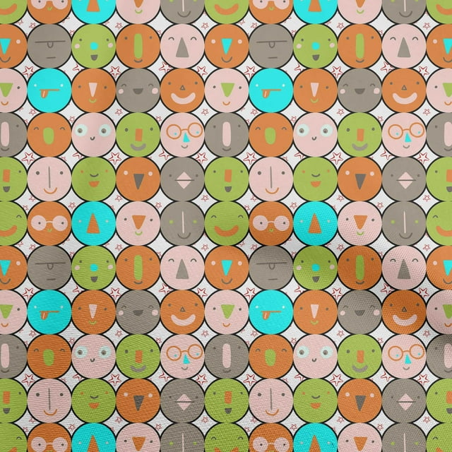 oneOone Rayon Peach Fabric Kids Circle Sewing Material Print Fabric By The Yard 56 Inch Wide