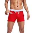 thumbnail image 2 of FhsagQ Mens Printed Board Shorts 7 Inch Liner 4th of July Men's Swim Shorts Zipper Pocket Type Flat Corner Men's Swim Beach Pants Solid Color Rope Tight Red XXL, 2 of 9