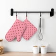 thumbnail image 6 of DouZhe Oven Mitts and Pot Holders Sets, Polka Dots Pink Brown Spots Prints Non-Slip Heat Resistant Kitchen Oven Silicone Glove, 6 of 7