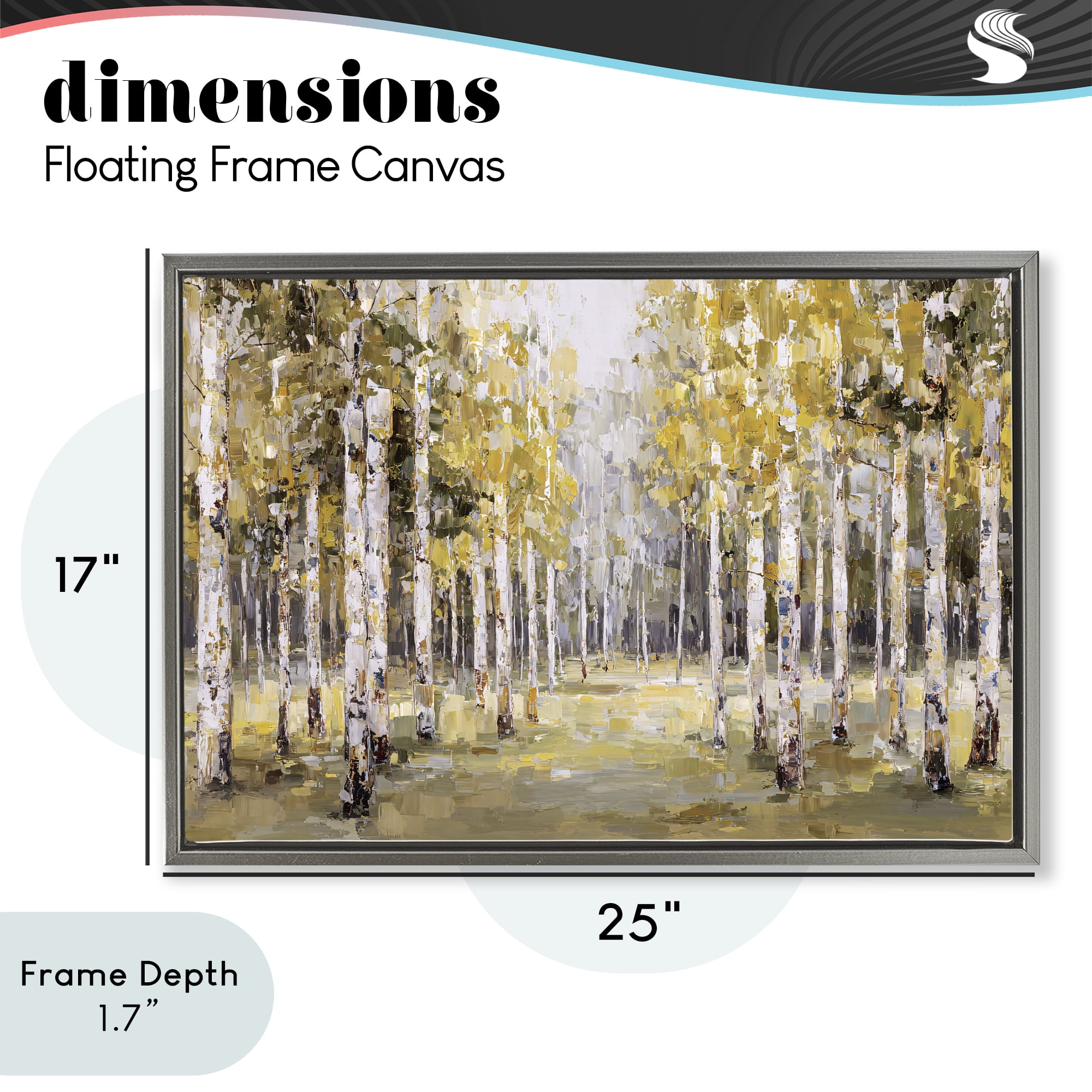 Stupell Industries Impressionist Birch Trees & Fall Leaves Gray Framed Floater Canvas Wall Art, design by Jacky Ngan