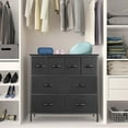 thumbnail image 3 of Devo 3-Tier 8 Drawer Dresser, Dresser Chest for Bedroom Cationic Fabric Drawers Organizer with Handle, Wood Top Tower Storage with 4 Adjustable Foot Pads /Anti-Tip/Heavy Duty Closet Shelf, Black, 3 of 10