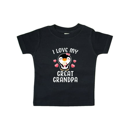 

Inktastic I Love My Great Grandpa with Cute Penguin and Hearts Gift Baby Girl T-Shirt
