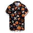 thumbnail image 2 of Mens Halloween Shirt 2025 Pumpkin Printed Short Sleeve Button Down Lapel Tops Casual Fall Comfortable Daily Wear Shirts for Men Dark Purple M, 2 of 3
