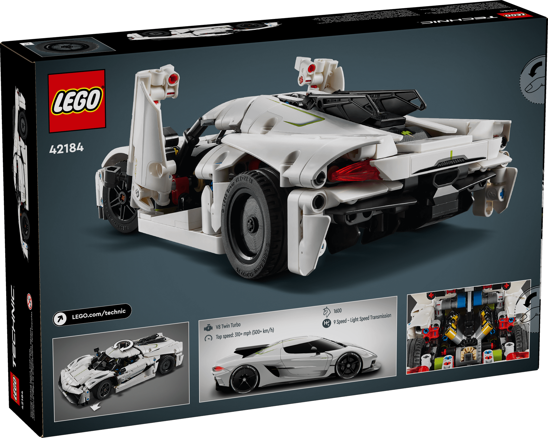 LEGO Technic Koenigsegg Jesko Absolut White Hypercar, Sports Car Building Toy Set for Boys and Girls, Vehicle Racing Car for Kids, Buildable Model Kit, Sports Car Toy, Motor Enthusiasts’ Gift, 42184