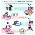 thumbnail image 3 of ZENPETIO 5 in 1 Heat Press Machine 12x15" T-Shirt Pressing Machine 360° Swing Away Sublimation Heat Press Digital Heat Transfer w/ 11OZ Tumbler Press for Hat Cap Mug Plate Pink, 3 of 8