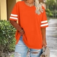 thumbnail image 2 of Tops Women Dqueduo Women's Plus Size Round Neck Short Sleeved Spring/Summer Basic Shirt T-Shirt Top Orange XXXXXL, 2 of 6