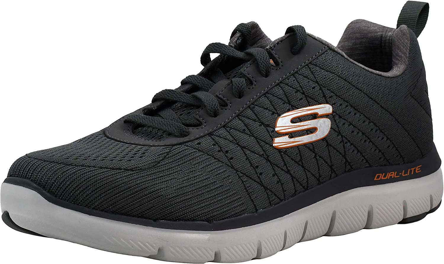 Skechers Men's Flex Advantage 2.0 The Happs Charcoal/Orange Oxford 12 M ...