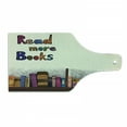 thumbnail image 1 of Book Cutting Board, Read More Books Words Printed on Sketch Background with Colorful Books on a Shelf, Decorative Tempered Glass Cutting and Serving Board, Wine Bottle Shape, Multicolor, by Ambesonne, 1 of 1