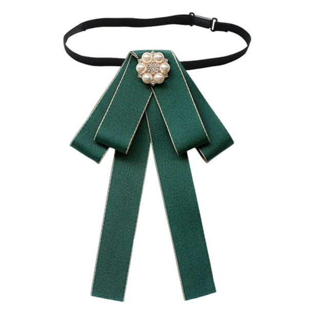 Corbata de lazo preanudada para mujer, elegante para eventos formales, versátil y sin arrugas. Verde oscuro