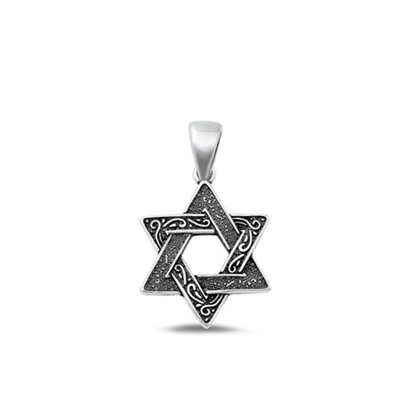 Sterling Silver Jewish Star of David Pendant Oxidized Charm .925 New Jewelry Female Unisex