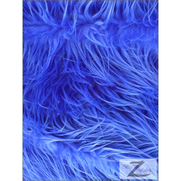 Faux Fake Fur Solid Mongolian Long Pile Fabric / Royal Blue / Sold By