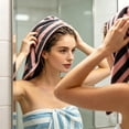 thumbnail image 6 of Leodye 1PCS Striped Fleece Hair Drying Towel, Thick High Absorbent Texture, Quick Dry Hair Wrap for Women Shower Daily Use -25.6×9.8×0.79in, 6 of 6