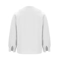 thumbnail image 4 of Linen Blend Women's Front Button V-Neck Blouses Long Sleeve Solid Casual Tops Breathable Shirt for Spring Winter Daily Work Wear, 4 of 4