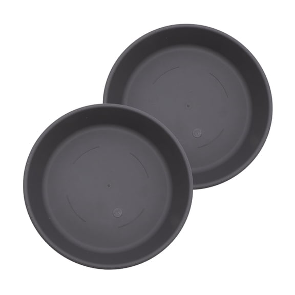 The HC Companies 12 Inch Round Plastic Classic Plant Saucer - Indoor Outdoor Plant Trays for Pots - 12.5"x12.5"x2.13" Warm Gray Pack of 2