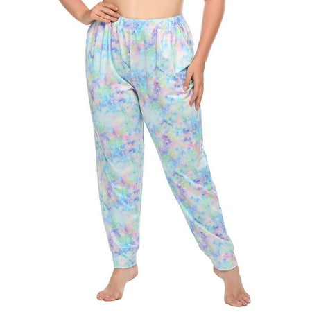 

Spring Ladies Plus Size Tie-dye Printing Long Pajamas Homewear A XXXL