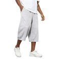 thumbnail image 2 of Men's Solid Color Capri Pants, Casual 7-Inch Shorts for Spring Summer, Beach and Sporty Style,Gray,L, 2 of 3