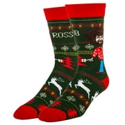 Oooh Yeah Men's Novelty Bob Ross Crew Socks, Funny Socks, Crazy Silly Socks, Cool Fashion Socks (Tis The Season)