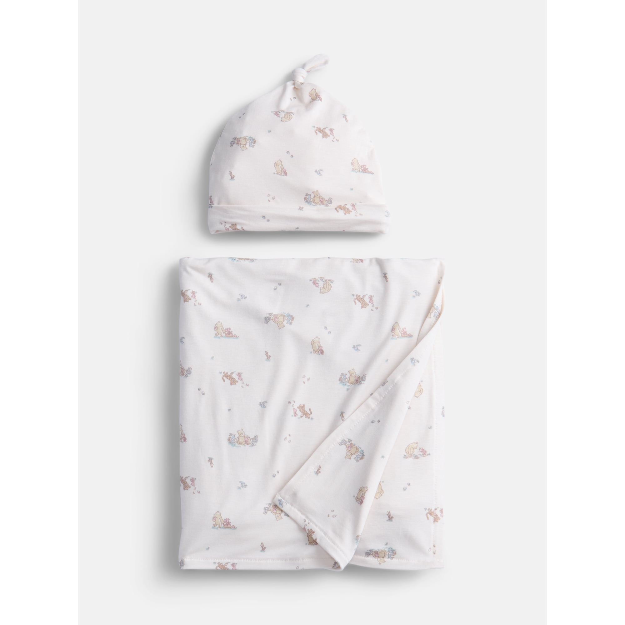 Disney Winnie the Pooh Infant Swaddle Blanket and Hat Set, 2 Piece, One Size