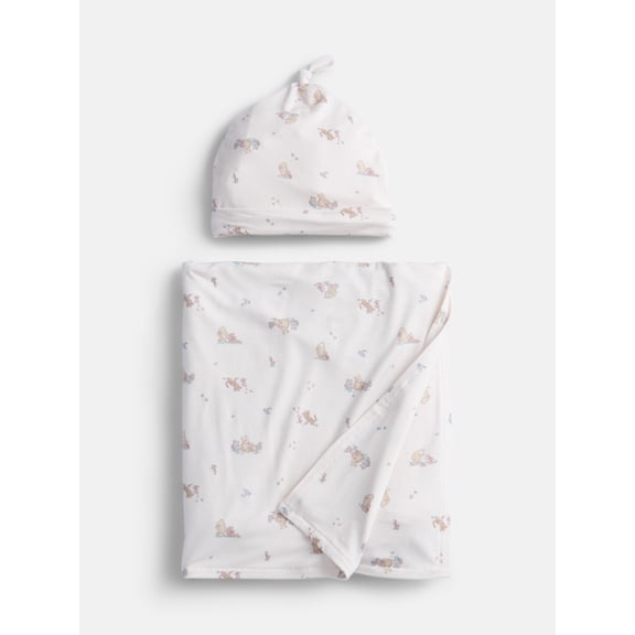 Disney Winnie the Pooh Infant Swaddle Blanket and Hat Set, 2 Piece, One Size