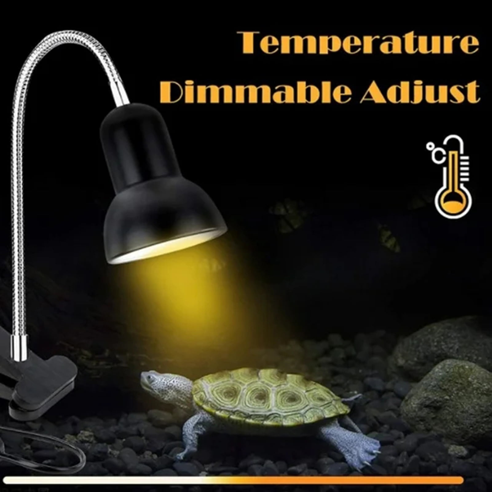 Yajisi Reptile Heating Lamp UVB Light with 50W 70W Bulbs Clamp Basking Lamp for Lizard Turtle Aquarium Tank 360 Degree Rotatable Clip Adjustable Temperature Switch US Plug 9.84 inches / 25 cm