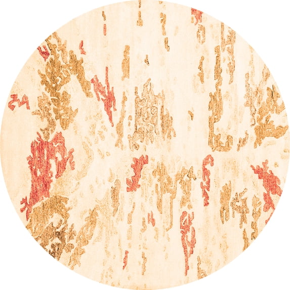 Ahgly Company Indoor Round Solid Orange Modern Area Rugs, 4' Round
