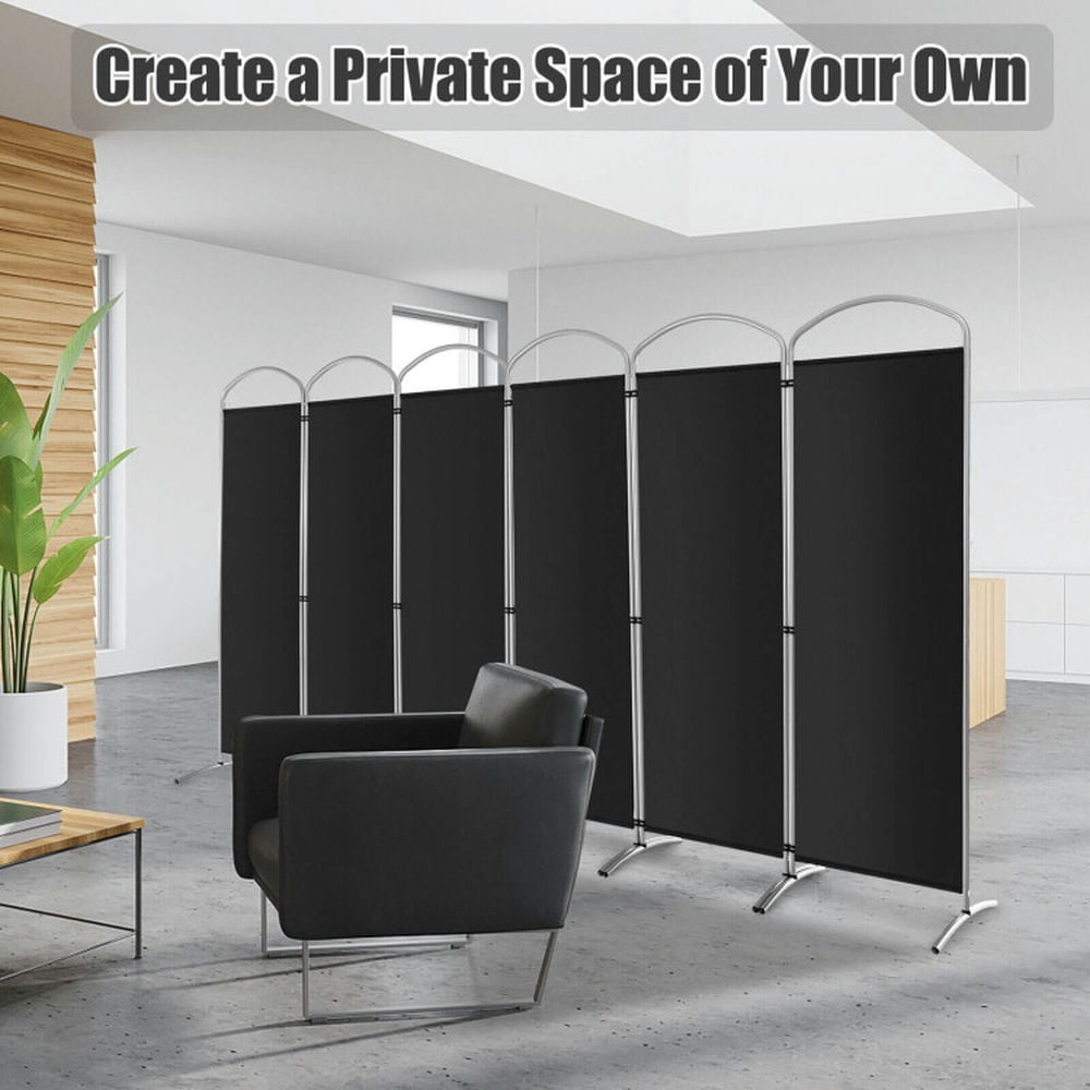 Resenkos Room Separator, Room Divider Panel,6 Feet 6-Panels Freestanding Folding Privacy Screen-Black